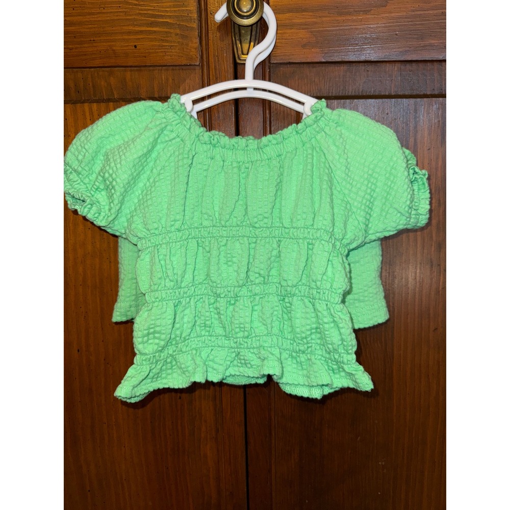 Garanimals Girls Green Seersucker Smocked Top and Shorts Set 3-6M - Picture 1 of 8